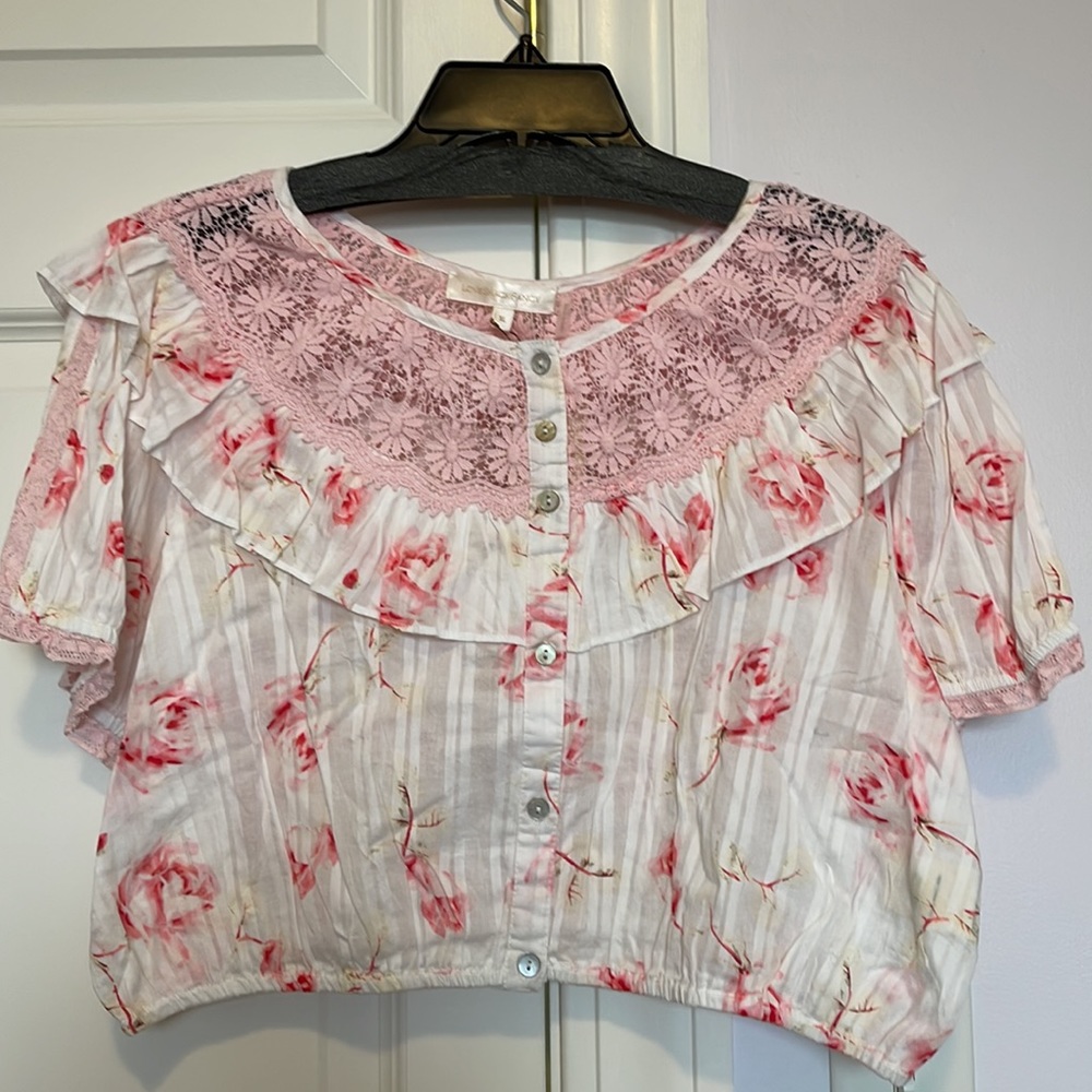 Love Shack Fancy Ruffle Crop Top - Picture 3 of 7